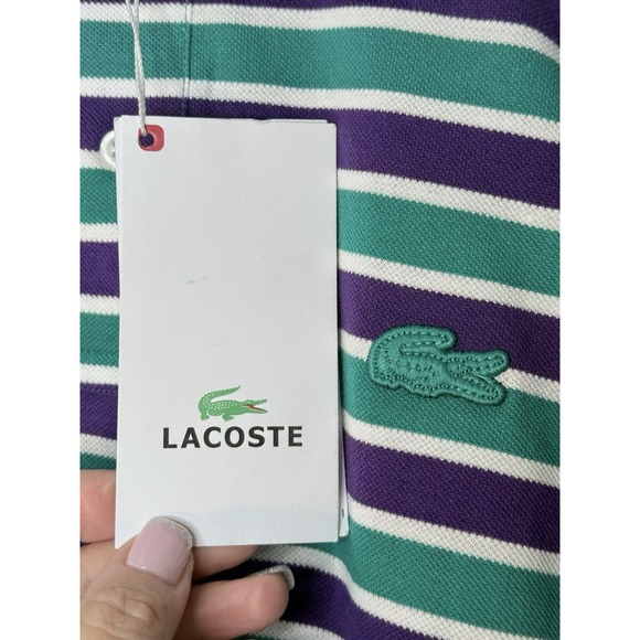 Lacoste Men's Regular Fit Stripe Piqué Polo Shirt Size XL Classic Croc Logo Prep - Picture 4 of 8